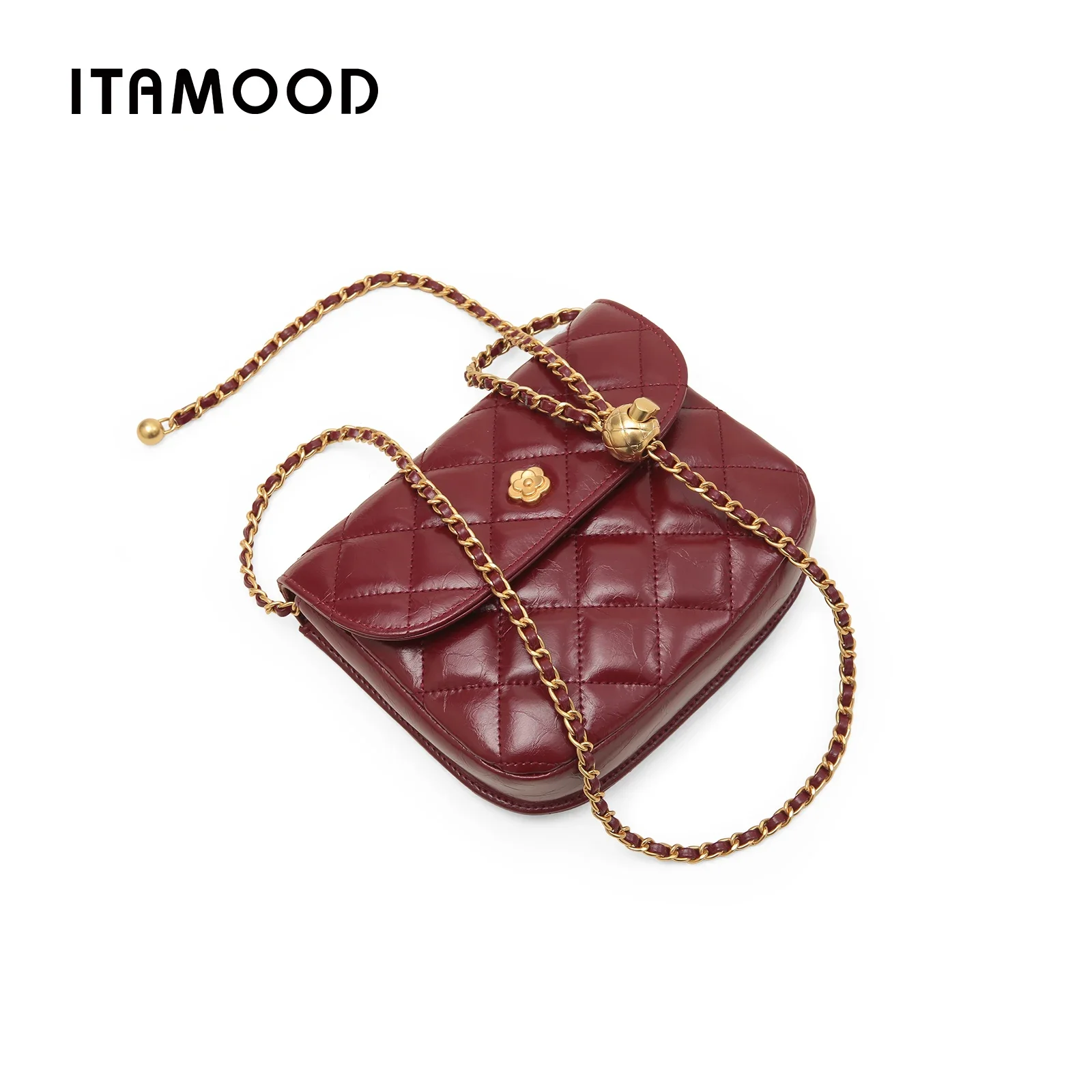 ITAMOOD Pikowane torby kwadratowe z prawdziwej skóry Oryginalny sprzęt Kwiatowa torba na ramię Luksusowe designerskie damskie torby crossbody