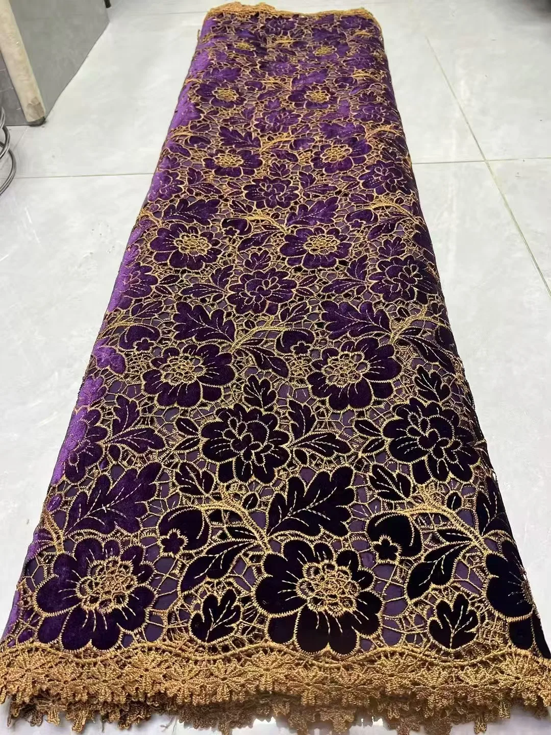 

African High-Quality Velvet Lace Fabric 2026 Style 5 Yards Nigerian French Velvet for Wedding Dress Party Sewing Cloth