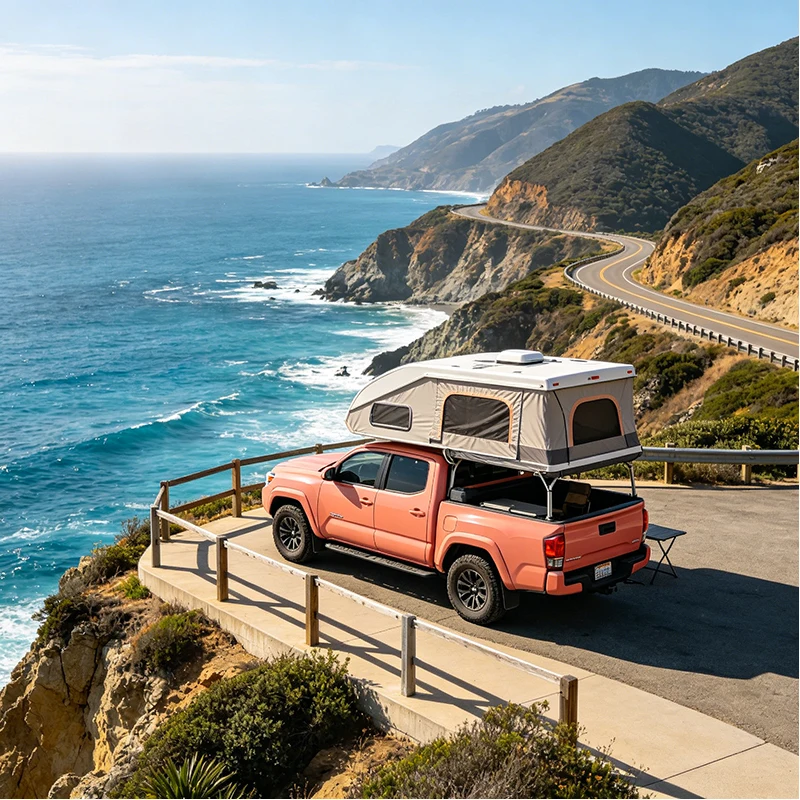 Quick Install Pickup Truck Bed Camper with Pop Up Tent Shelter for Outdoor Living Hunting Fishing and Expedition Use