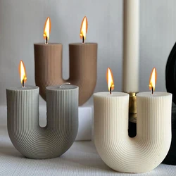 U Shape Candle Silicone Mold DIY Striped Arch Scented Candle Making Wax Mould Plaster Resin Ornament Craft Mold Home Decoration