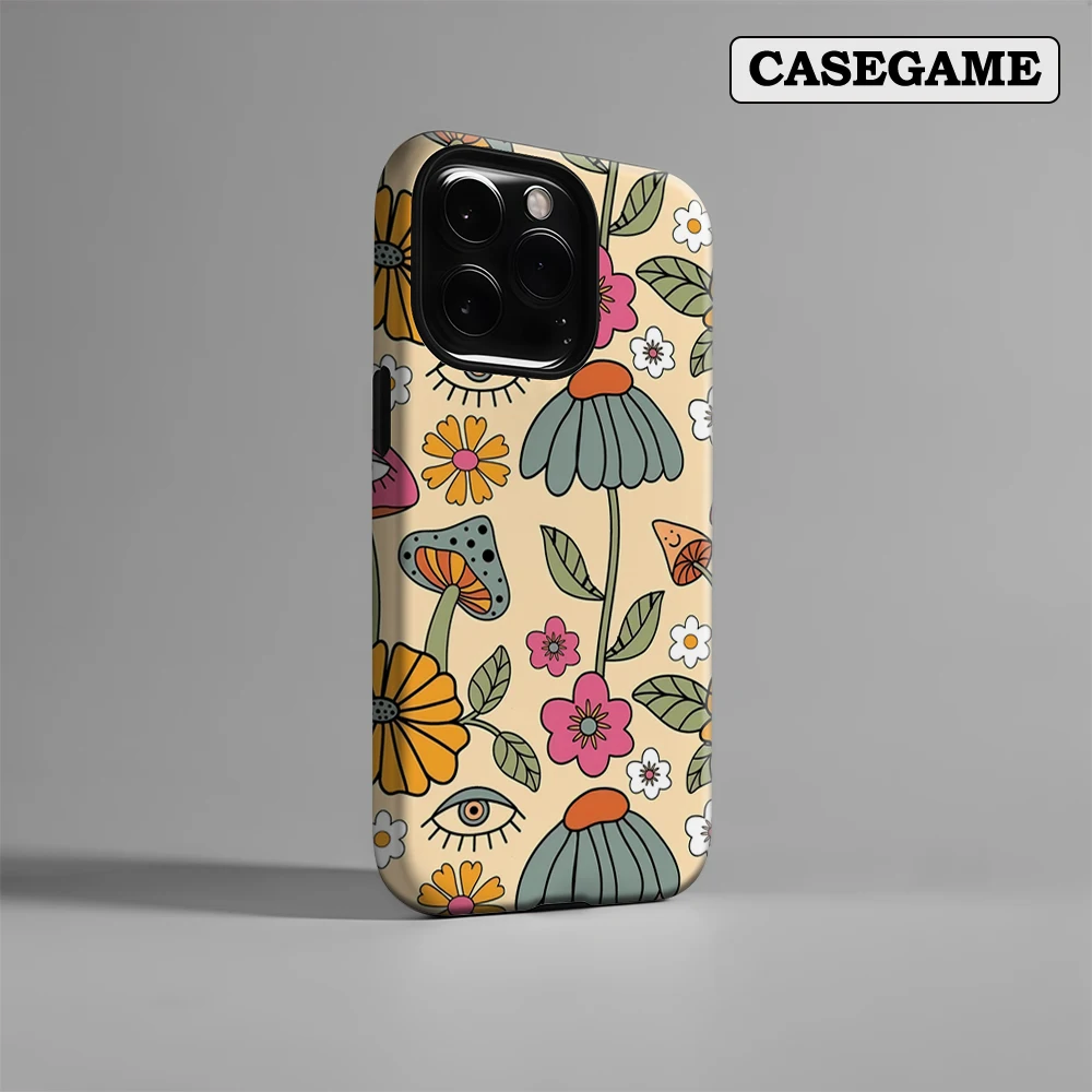 

Luxury Boho Blooms Phone Case for iPhone 17 16 15 14 13 12 11 Pro Max Air Plus Luxury Double-layer Back Cover