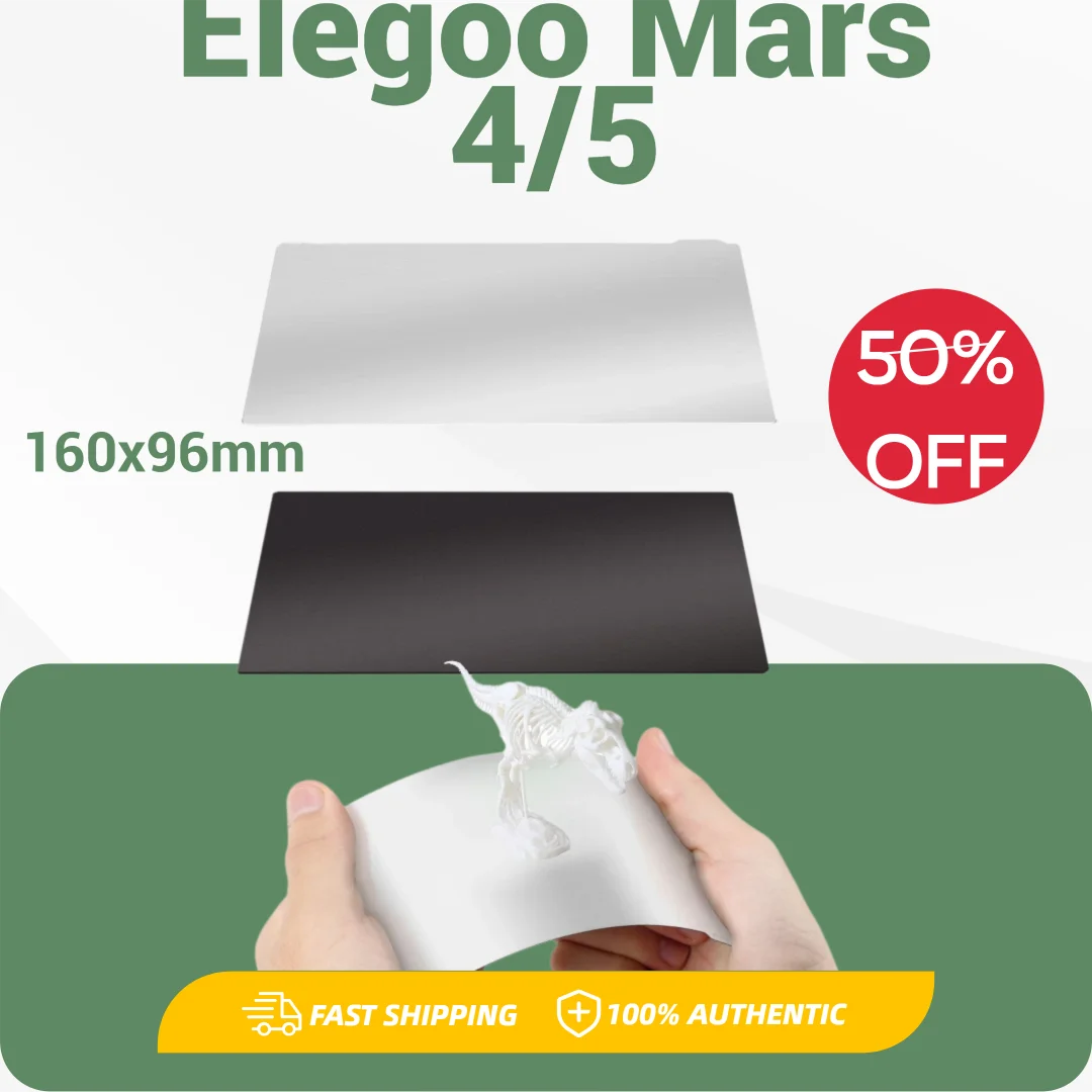 ENERGETIC Resin Build Plate 160x96mm Elegoo Mars 5 Ultra /Mars 4/Mars 4 Ultra Magnetic Flexible Spring Steel Sheet + Hot Sticker