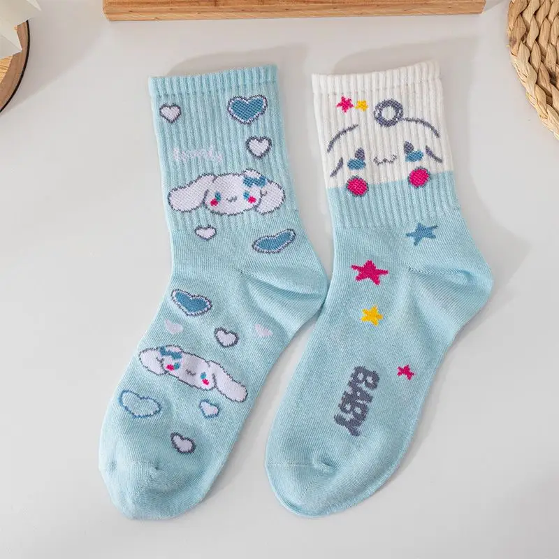 5 Pairs Cartoon Kawaii Cinnamoroll Kids Socks Anime Sanrio Tube Socks Student Socks Girls Socks Set Cotton Birthday Gift