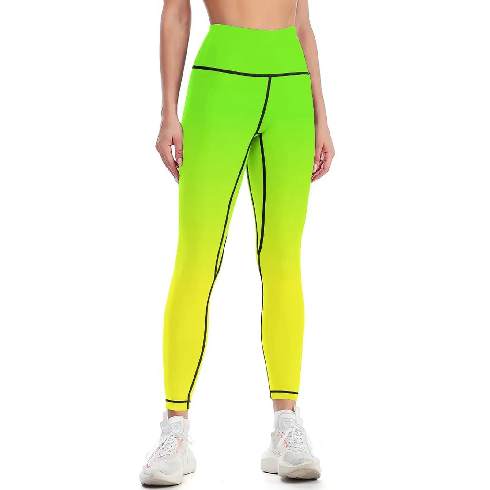 

Neon Lime Green Leggings gym top Fitness woman sport set gym pants Womens Leggings