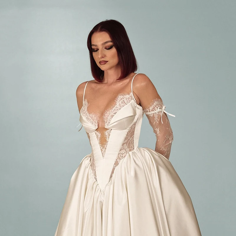 Eightree 2026 A-Line Wedding Dresses Sweetheart Spaghetti Straps Princess Bridal Dress White Wedding Ball Prom Gowns Customized