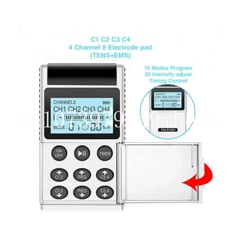 TENS FM-B1501 4 Channel 15 Modes Pain Relief Tens Unit Home Use Physical Therapy Tens Ems Equipment