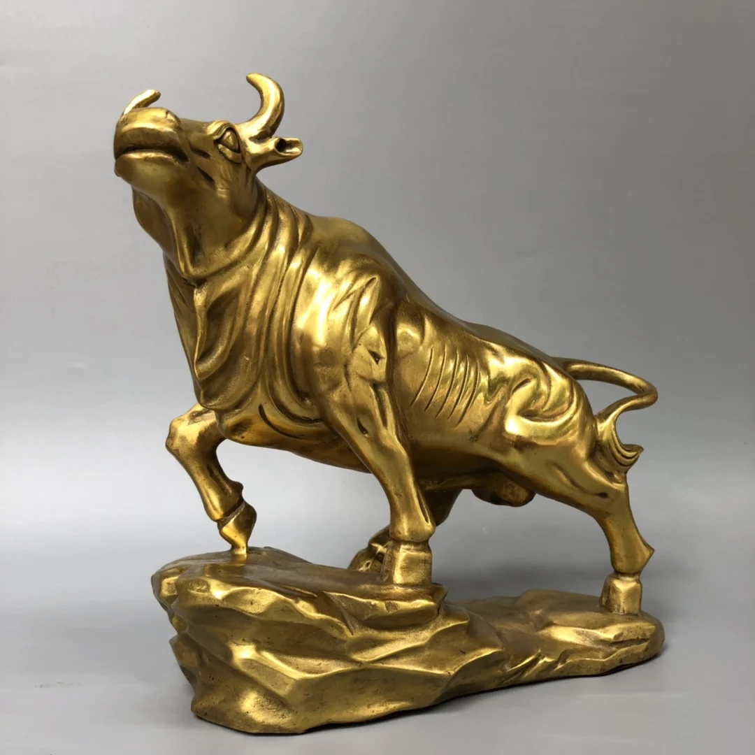 China Elaboration Brass Statue Lucky Wealth Cattle Metal Crafts Home Decoration