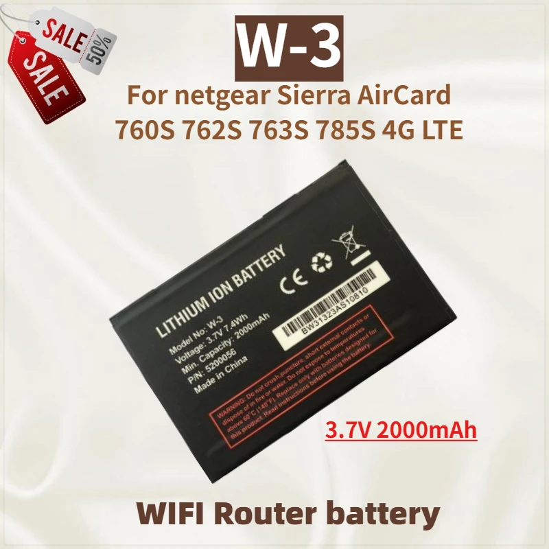 

High Quality W-3 WIFI Router battery 3.7V 2000mAh For netgear Sierra AirCard 763S 785S 760S 762S 4G LTE New Replacement Battery