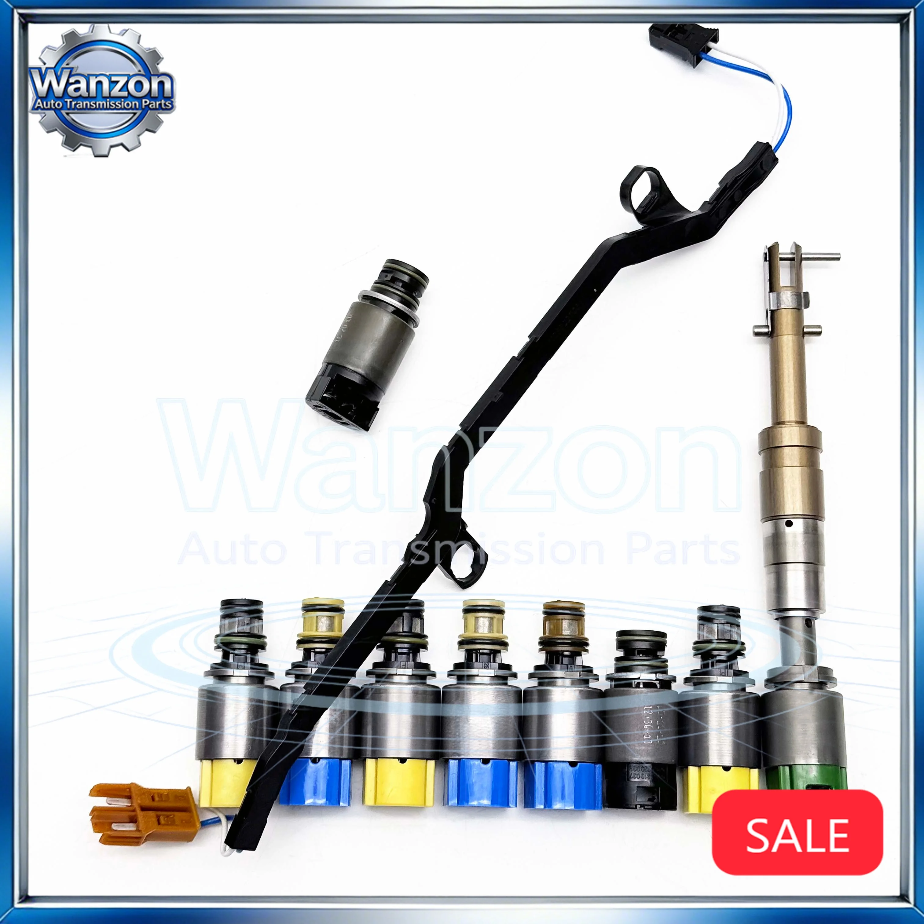 9pcs 6HP19 6HP26 6HP32 Automatic Transmission Solenoid set 1pressure sensor/control valve(green) + a wiring harness  for BMW