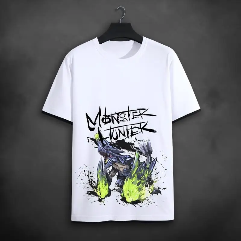 Monster Hunter World Odogaron Grafik-T-Shirt, Bloodhound Wyvern Kunstdruck, weißes Baumwoll-T-Shirt für Gamer und Anime-Fans – Detail 14
