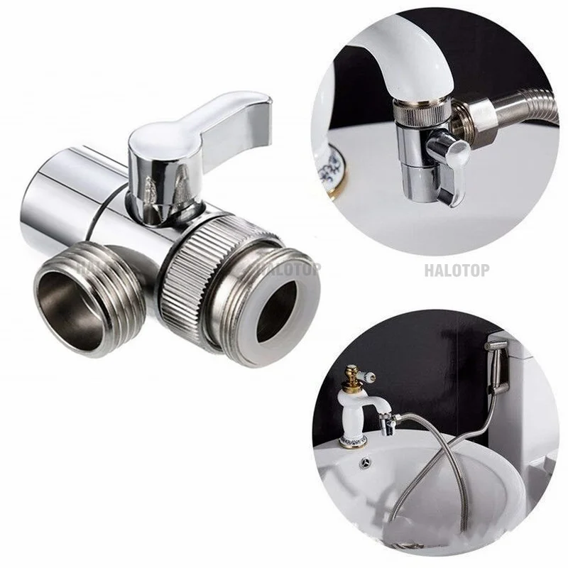 Universal Alloy Faucet Switch Adapter Kitchen Sink Splitter Diverter Valve Water Tap Connector for Toilet Bidet Shower Bathroom