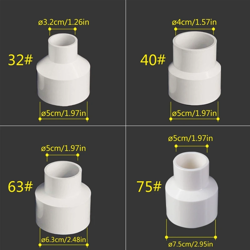 Wewnętrzny adapter redukcyjny 50mm do 32/40/63/75mm do odkurzacza i odpylacza cyklonowego akcesoria do adapterów węża Dropship