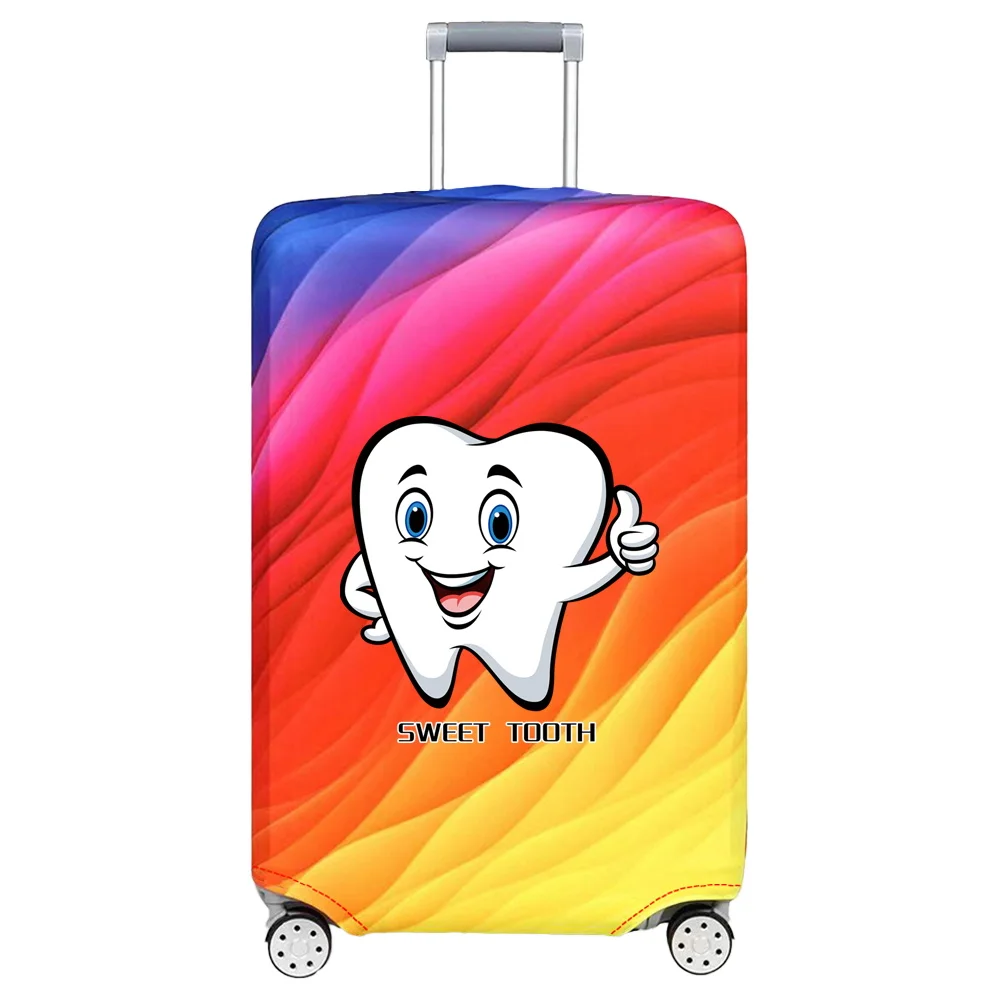 18-32 Inch Luggage Cover Thick Elastic Suitcase Protector Case Printing Teeth Series Baggage Covers Washable Prevent Scratches