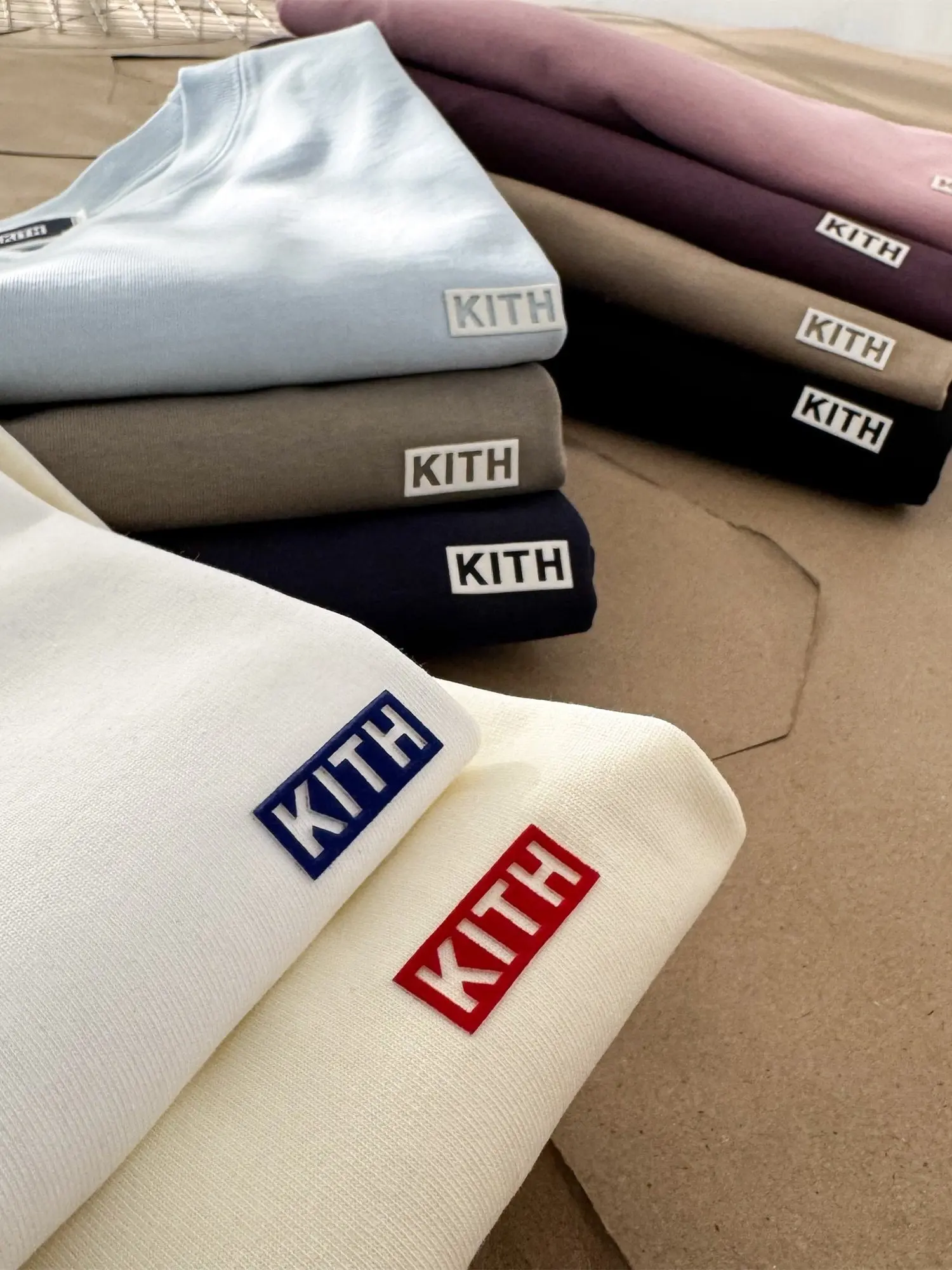 American Street Style Summer Versatile Kith Simple Flocking Small Box Logo Loose round Neck  Color Short Sleeve Couple T...