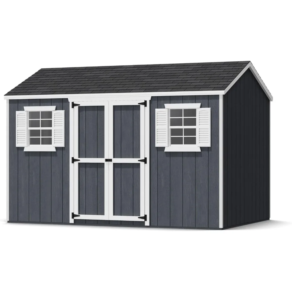 8x12 Outdoor Storage Shed with Operable Windows, Wood Storage Do-It-Yourself Precut Kit, Value Workshop Shed