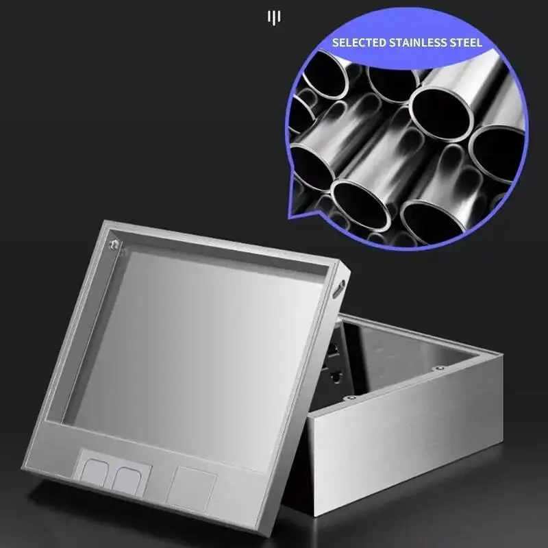 الجملة منافذ الاتحاد الأوروبي المخفية المسطحة جزءا لا يتجزأ من صندوق مقبس أرضية الرخام الفولاذ المقاوم للصدأ الكهربائية #4