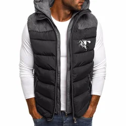 Men's plus size vest, color blocked shoulder strap hat, men's vest, men's cotton jacket