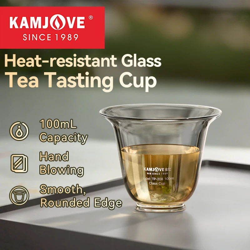 

KAMJOVE Tea Cup Heat-Resistant Gray Transparent Handmade Tea Drink Cups MINI Glass Espresso Coffee Mug 100ml