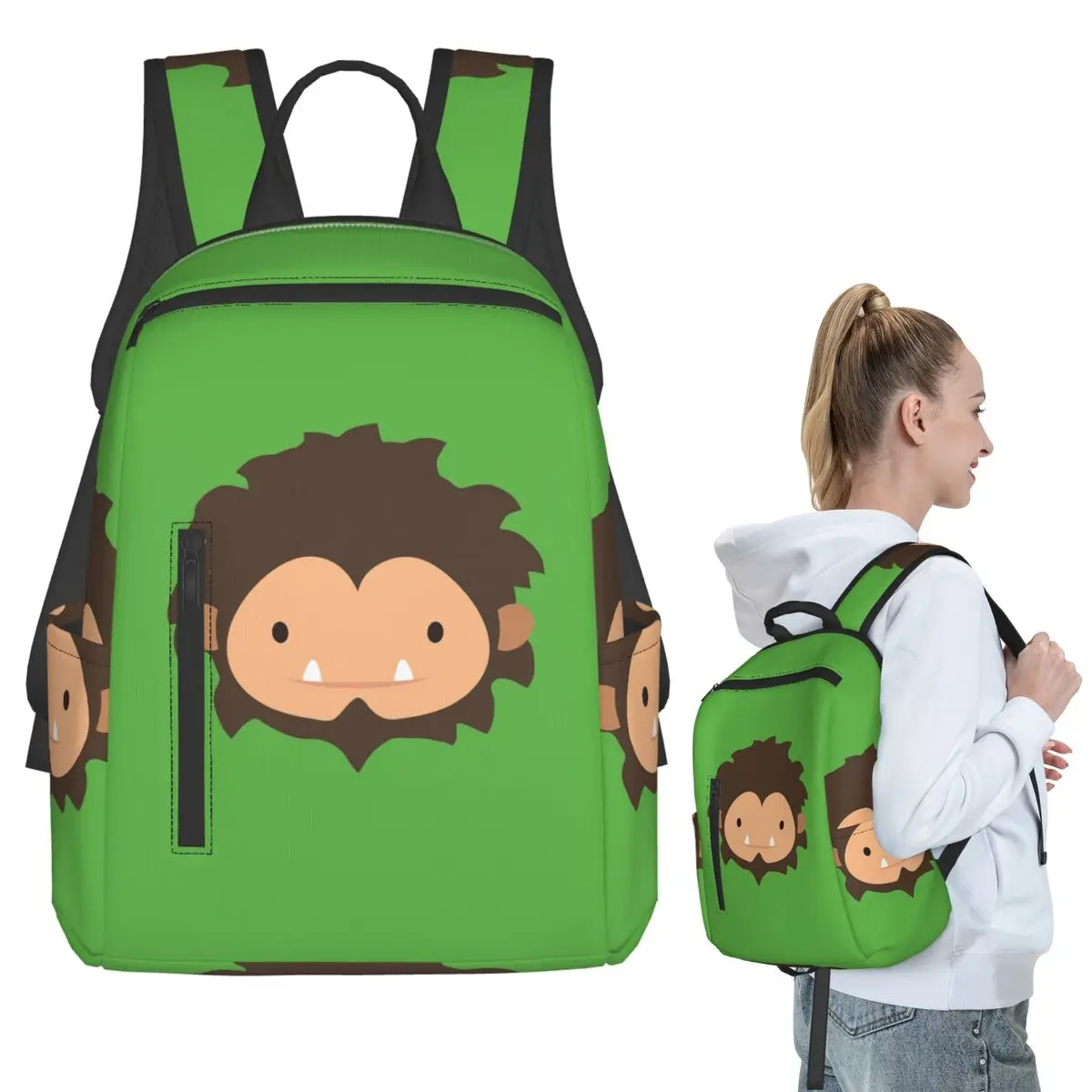 sneaky-sasquatch-ビッグヘッドバックパック学生男の子女の子ブックバッグ子供スクールバッグラップトップショルダーバッグ男性女性用