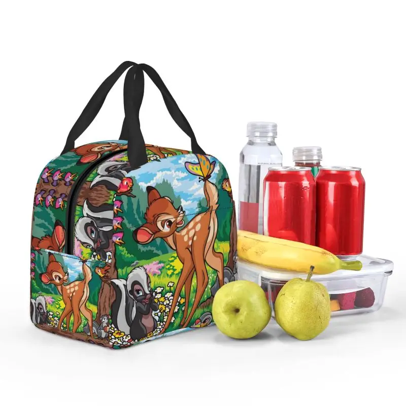 مخصص بامبي صندوق غداء قابل لإعادة الاستخدام المرأة مانعة للتسرب الطباعة الكلاسيكية الحيوان برودة الغذاء الحراري معزول حقيبة الغداء مكتب العمل #5