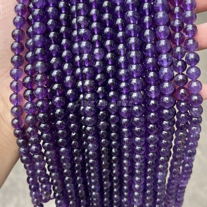 Wholesale Quality Natural Stone Amethysts Bead Round Loose Spacer Purple Crystal Bead For Jewelry Making Diy Bracelet Accessory