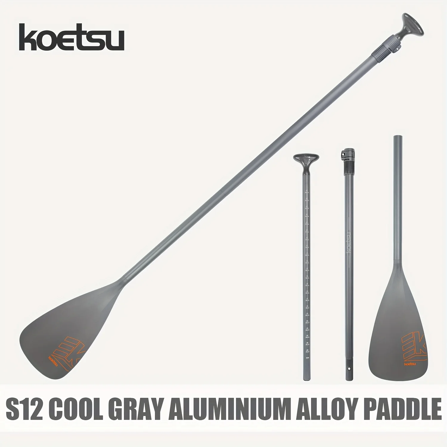 KOETSU Silberner Aluminiumlegierungs-Propeller, SUP-Propeller mit dreiteiliger Teleskopmontage