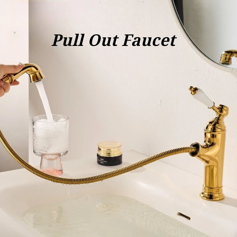Bathroom Basin Pull-out Faucet Toilet Household Lightweight Hot Cold Mixer Washbasin Faucets Sink Brushed Bathroom Accessories