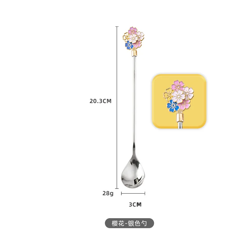 Creative Stainless Steel Spoon Cherry Blossoms Spoon Coffee Dessert Spoon Christmas Gifts Tableware Decoration Tea Spoon