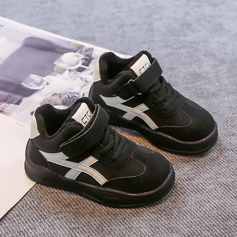 2025년 신상 따뜻하고 편안한 플리스 안감 아동용 경량 따뜻한 면화 신발 고무 상단 통기성 면화 신발