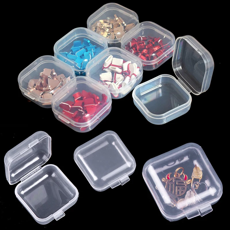 

1/5/20/30Pcs Small Boxes Square Transparent Plastic Box Jewelry Storage Case Finishing Container Packaging Storage Box Earrings