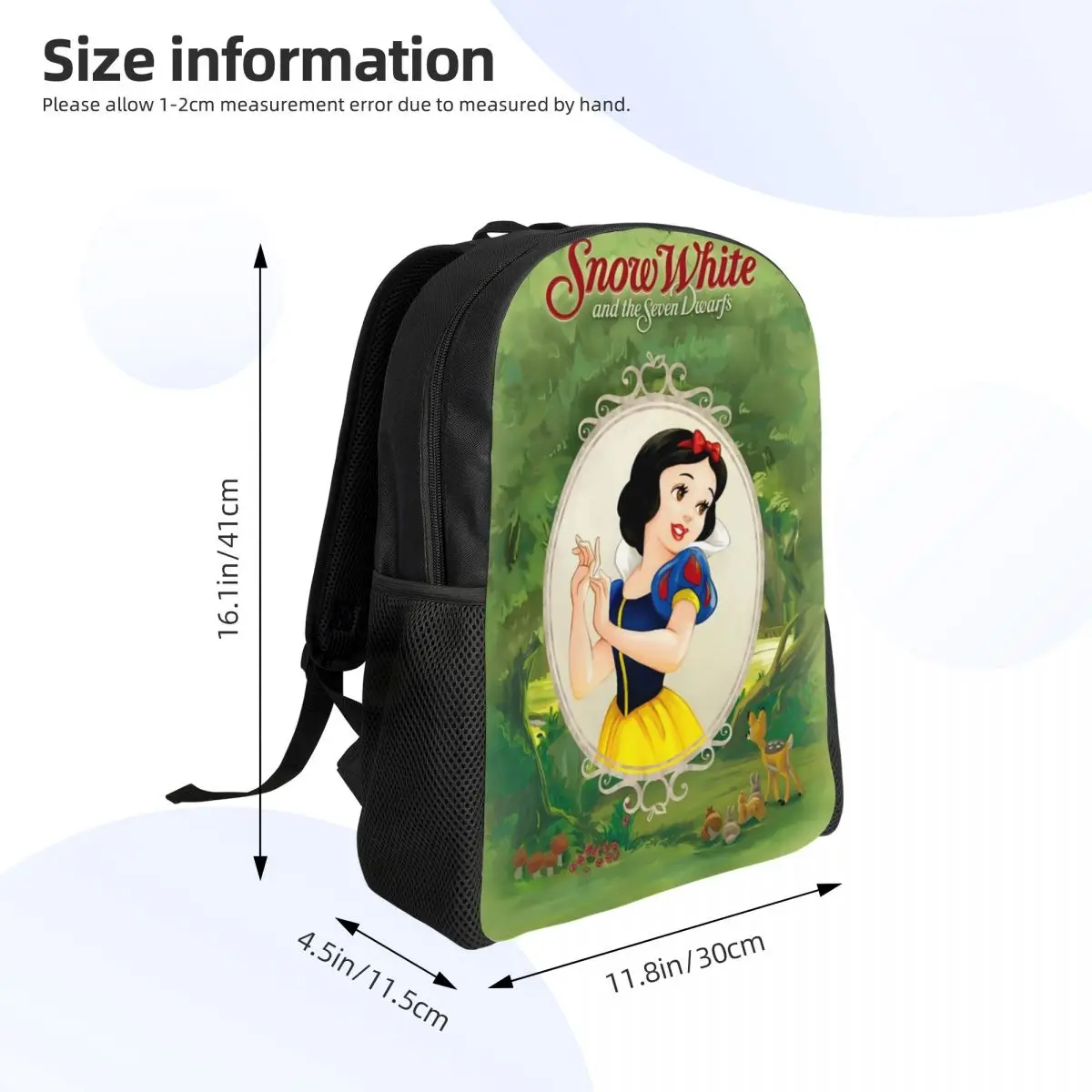 Customized Snow White And The Seven Dwarfs Backpack Men Women Casual Bookbag for School College Cartoon Movie Bags