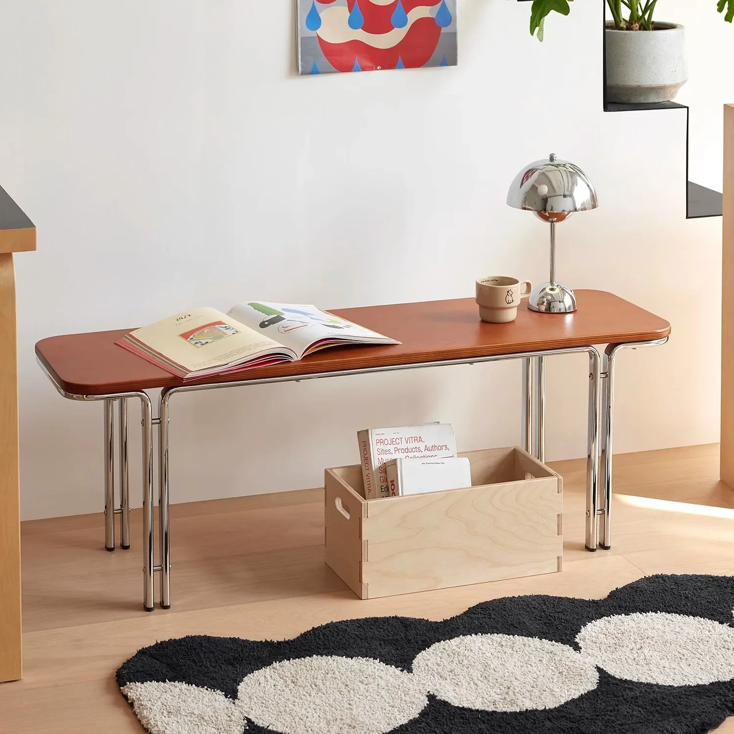 طاولة طعام وكرسي من الخشب الصلب العتيق من Fuzhong، سرير فرنسي، ذيل، تغيير الأحذية، مدخل منزلي من الفولاذ المقاوم للصدأ منخفض #2