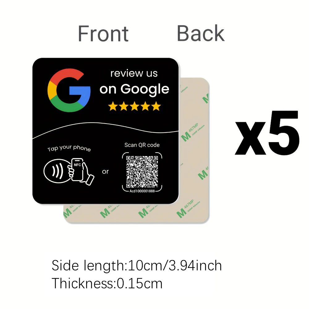 NTAG215 Programmierbare NFC-Standkarte, editierbar, 13,56 MHz, QR-Code, Google-Bewertung, quadratische Tisch-Display-Karte für Unternehmen