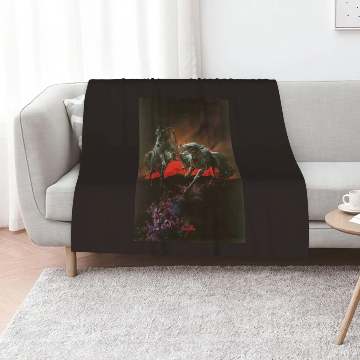 

Dark Horses Throw Blanket Luxury Brand Cute Sofas Plaid on the sofa Blankets