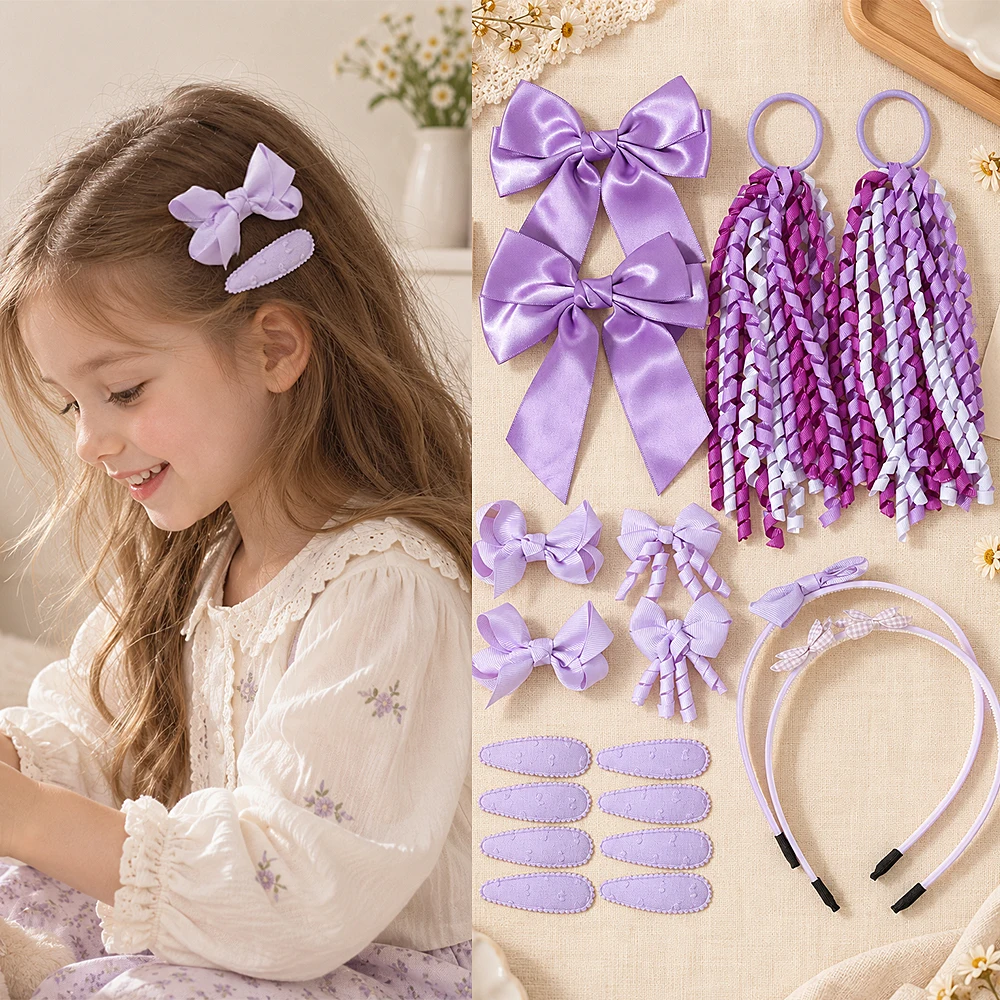 1 Lot Children's Hair Accessory Set with Tassel Hair String Bow Hair Clip Headband Teenager Girls' Party Dress Birthday Gifts
