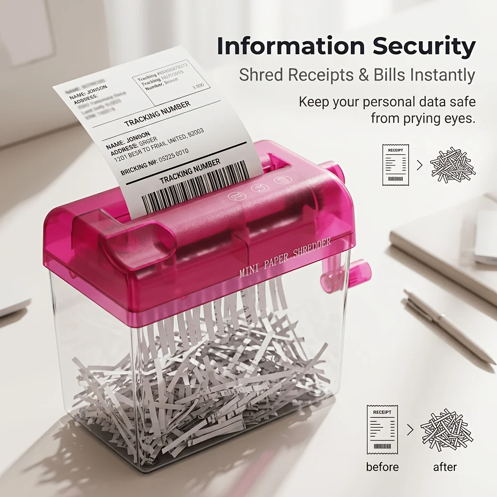 Hand‑Crank Mini Manual Paper Shredder Document Shredder Privacy Protection No Electricity Required for Home Office Student Study