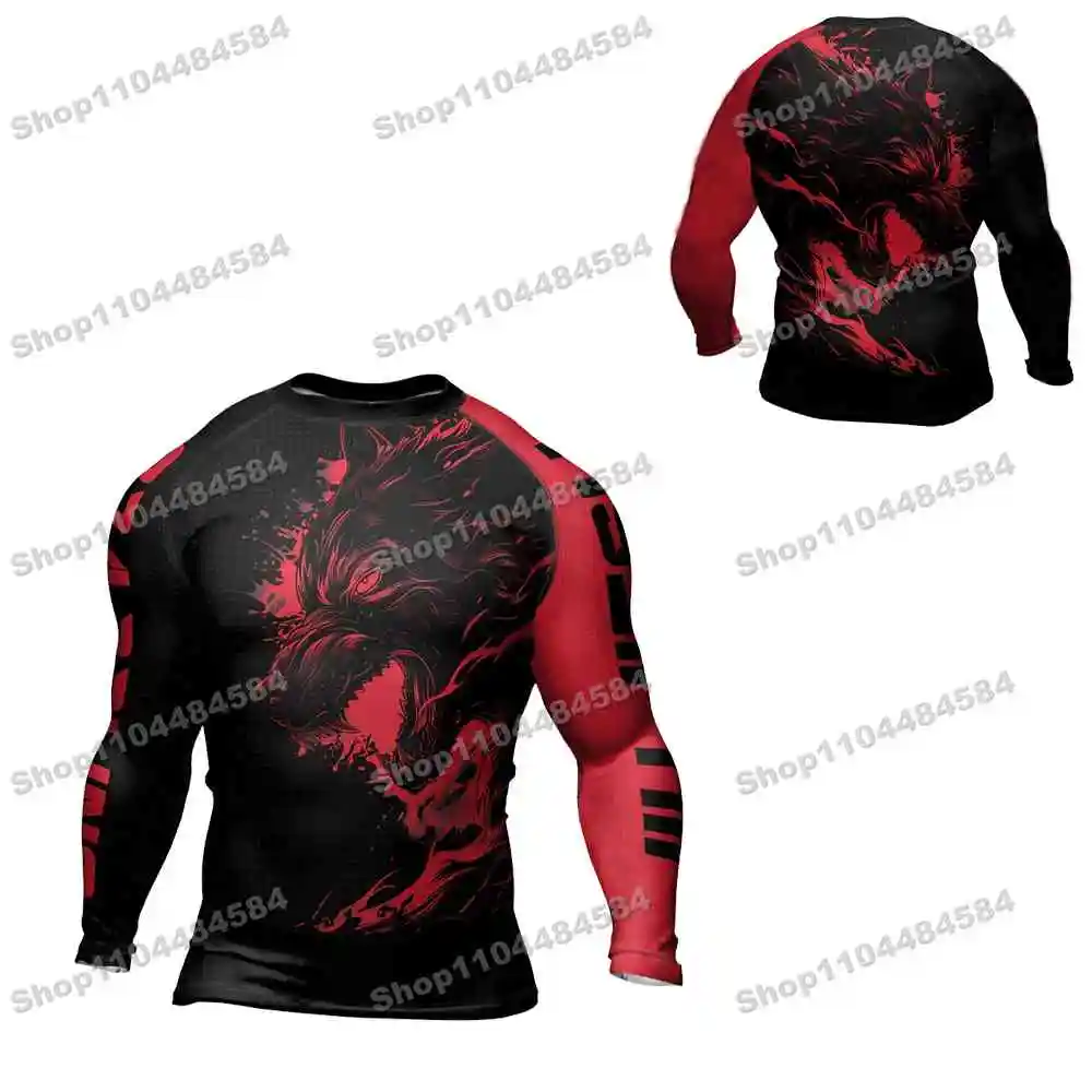 7th Pop Ninja Rash Guards Surfing Jersey Beach Swimwear Diving Gym Long Sleeves MMA BJJ Men Jiu Jitsu Fitness Sets