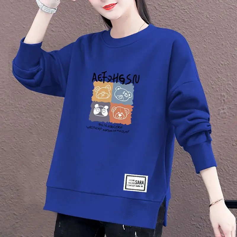 Primavera Autunno Girocollo Stampa geometrica Cartoon Lettera Lanterna Manica lunga Abbigliamento donna Pullover Felpe casual Top