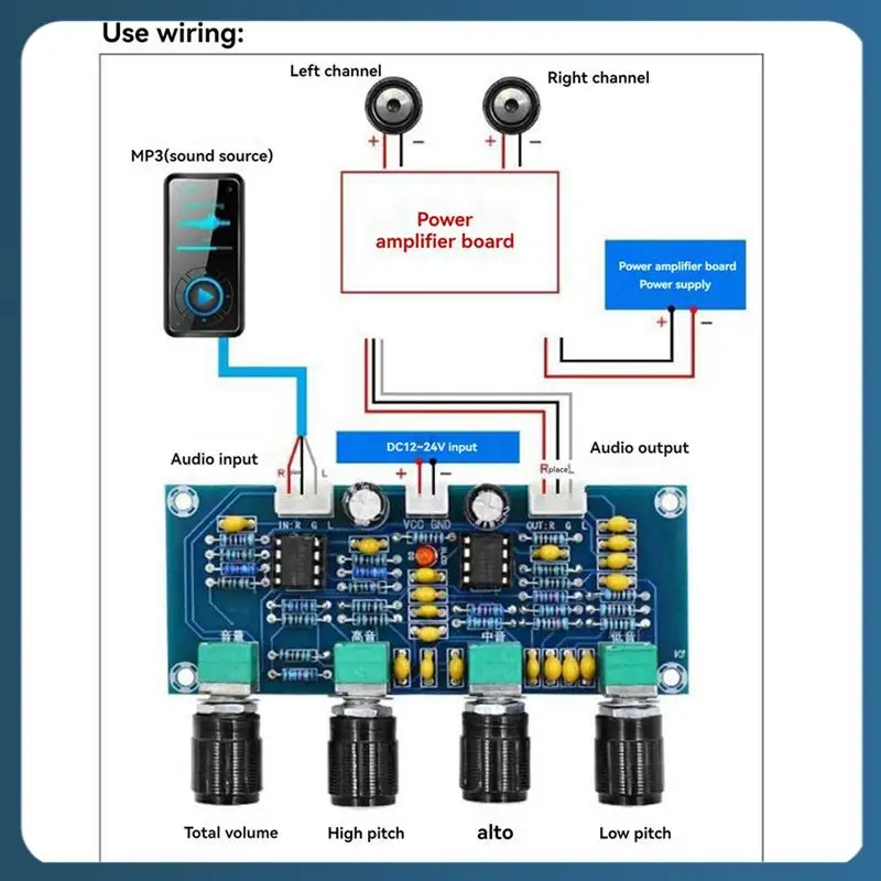 

Y22A-XH-A901 Tone Board Preamp With Treble, Bass, Volume Adjustment Pre-Amplifier Tone Controller For Amplifier Boards