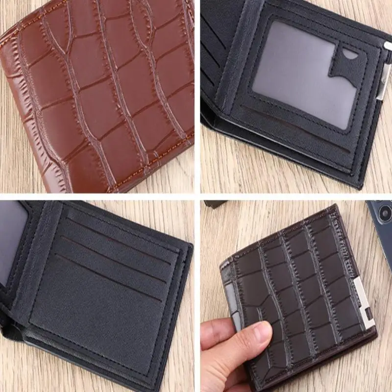 

Модный крокодиловый узор с несколькими отделениями для карт, большой вместительный кошелек для монет, повседневный мужской кожаный короткий кошелек