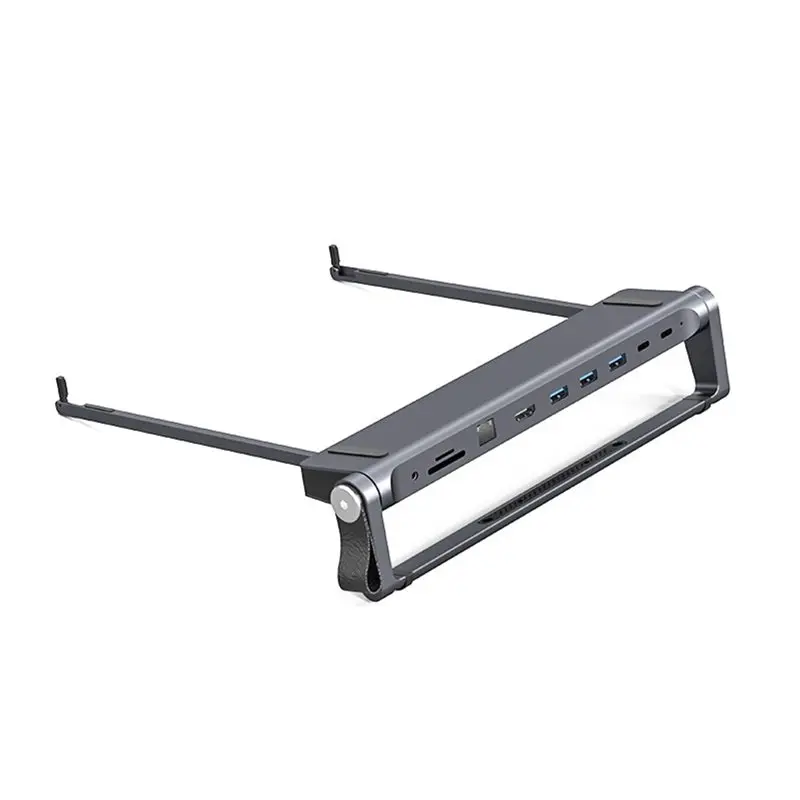 

AT82-Portable Folding Stand 9-In-1 Aluminum Alloy Laptop Height Adjustable Heat Sink Dissipation HUB Docking Station