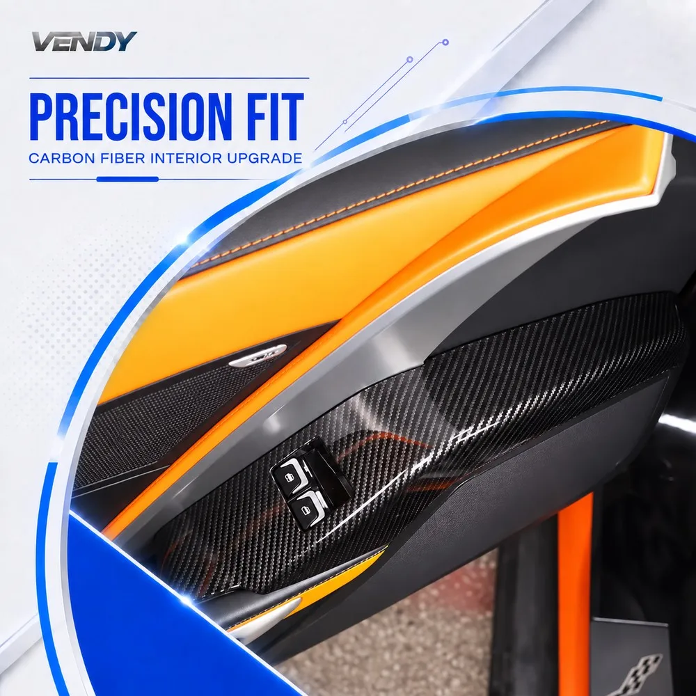 Real Carbon Fiber For Chevrolet Corvette C7 2014-2019 Door Panel Power Window Switch Trim Cover Trim Modified Parts Accessories