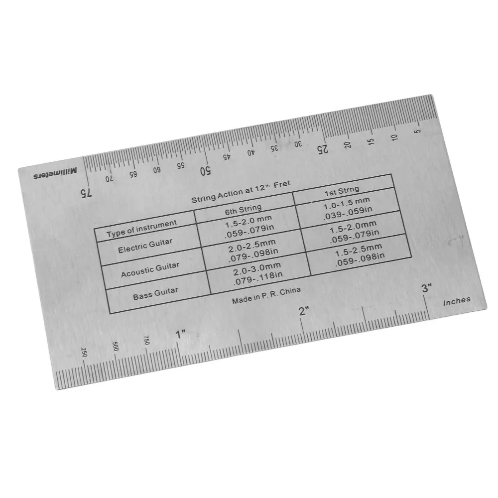 Metal Guitar String Action Ruler Silver Small Pocket Size String Action Ruler Accurate Measurement Guitar Measuring Tool