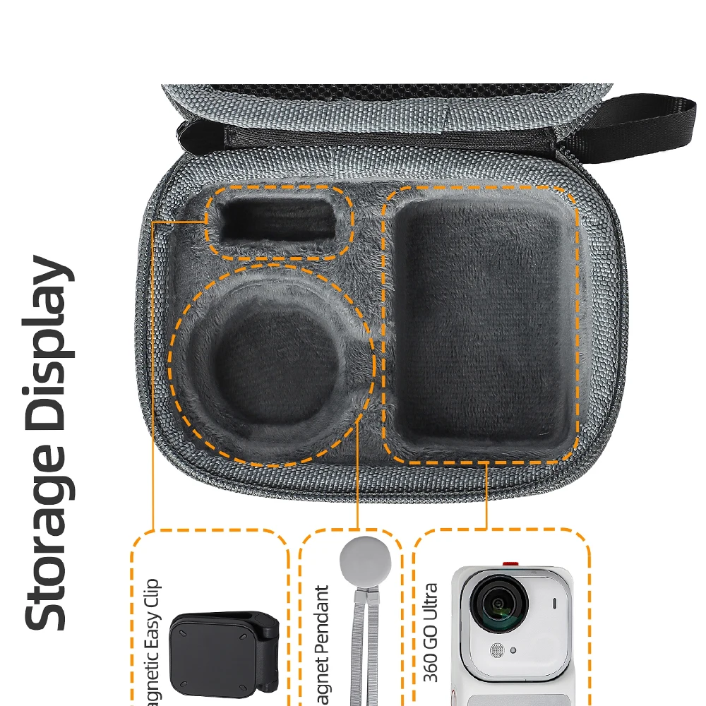 

Carrying Case for Insta360 GO Ultra,Mini Storage Bag Standard Set Bag Anti-drop Protective Box with Carabiner Camera Accessories