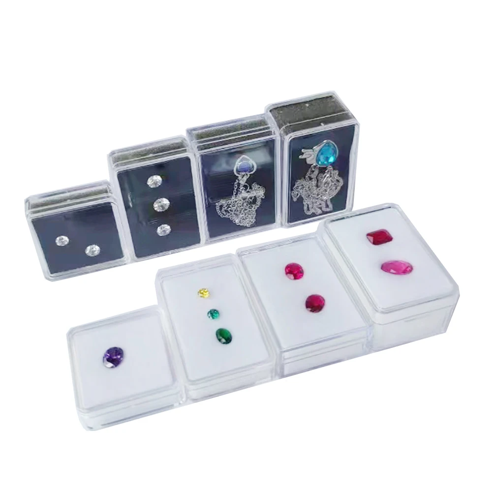 White Diamond Storage Box 3-0mm Gemstone Jewelry Display Organizer Bare Stone Packaging Cover Tray Holder Box for Show Store IGI