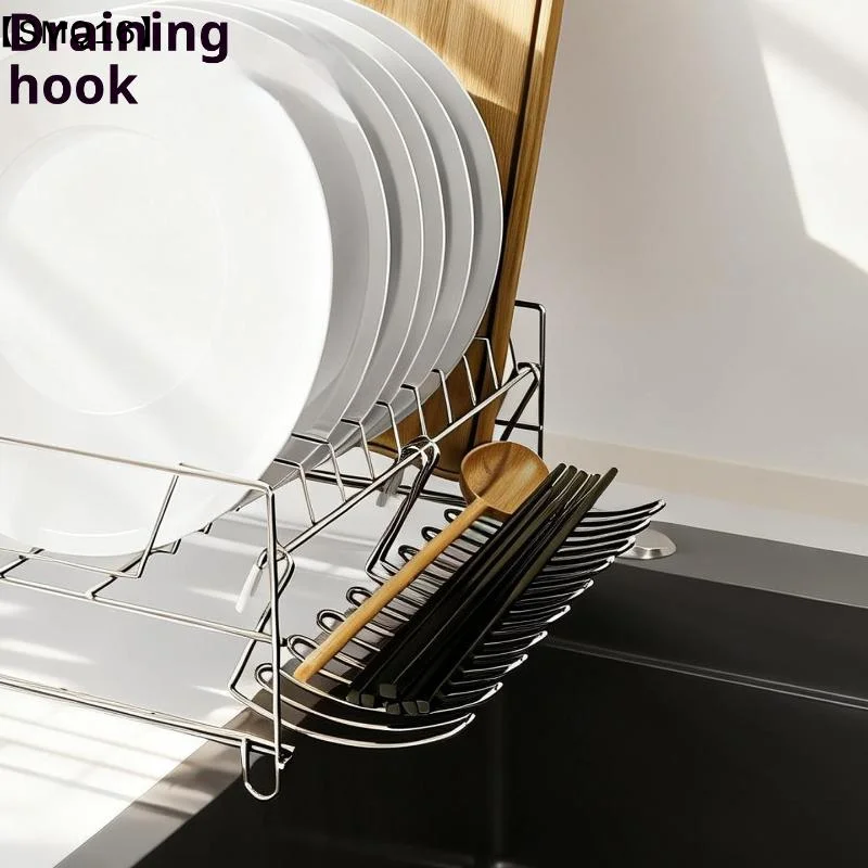 1/2pcs Stainless Steel Drain Basket Expansion Small Hanging Rack Storage Rack Storage Basket Stainless Steel Home Goodies【SMQ】