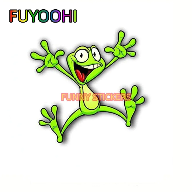 FUYOOHI Green Frog Jumping Funny Car Stickers For Laptop Water Bottle Phone Car Truck Van SUV Motorcycle Vehicle Paint Window