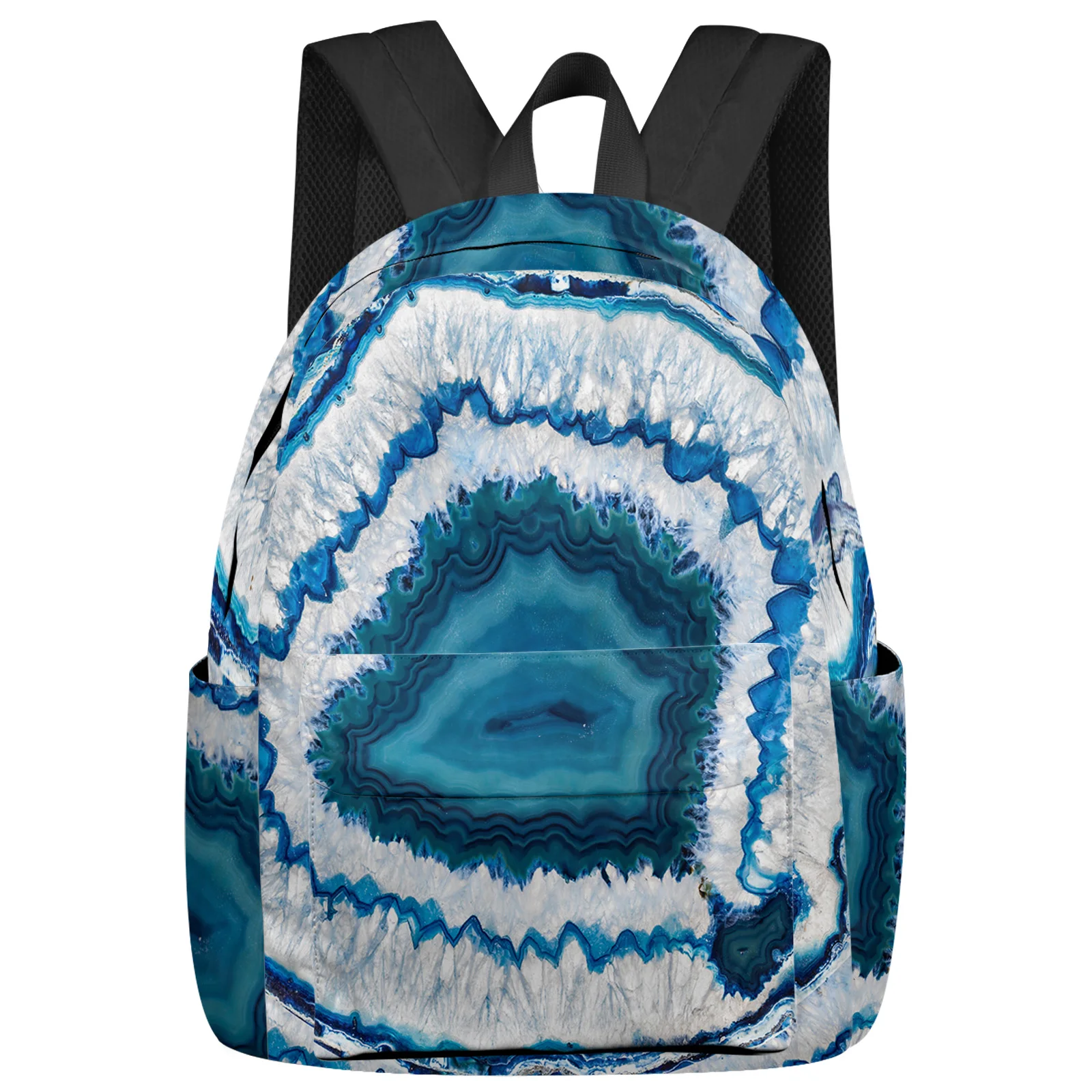 Retro Agate Texture Blue Women Man Backpacks Waterproof Travel School Backpack For Student Boys Girls Laptop Book Pack Mochilas