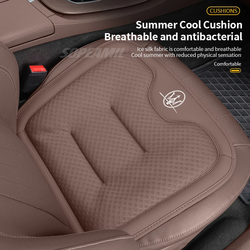 

Car Ice Silk Seat Cushion Cover Breathable Seat Pad Maserati Levante Ghibli Quattroporte GranTurismo Grecale Spyder Coupe MC20
