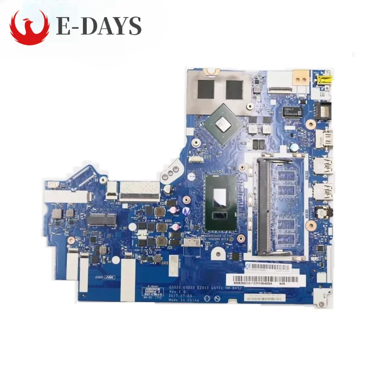 For Lenovo Ideapad 520-15IKB Laptop Motherboard NM-B452 Notebook Mainboard with I3 I5 I7 8th CPU GPU MX150 2G RAM 4GB Tested Ok